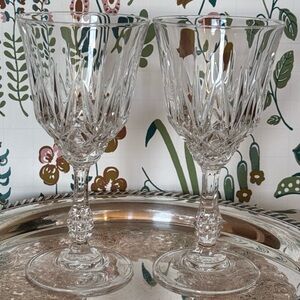 Vintage JMP Capri Crystal Wine / Water Glass Set of 2
